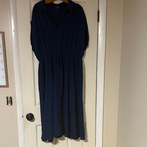 Elegant Navy Long Sleeve Dress